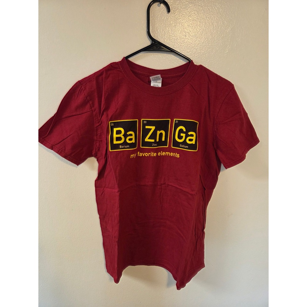 Gildan Softstyle Bazinga Periodic Table Graphic Tee Red Science T-Shirt Medium